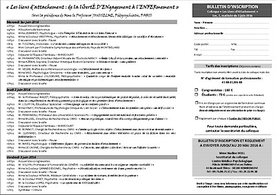 flyer verso 10e rencontres mirecurtiennes de psychiatrie - attachement