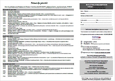 flyer verso 12e rencontres mirecurtiennes de psychiatrie - formes du pouvoir